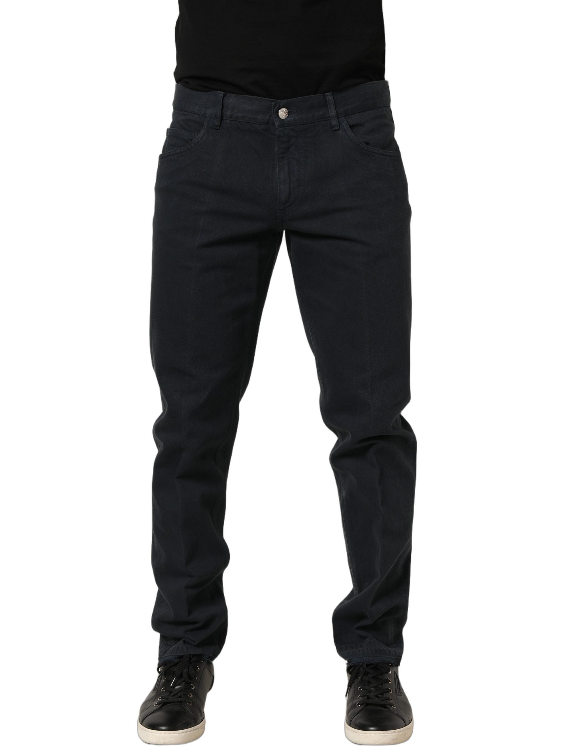 Jean en denim skinny taille mi-haute en coton noir Dolce & Gabbana pour homme