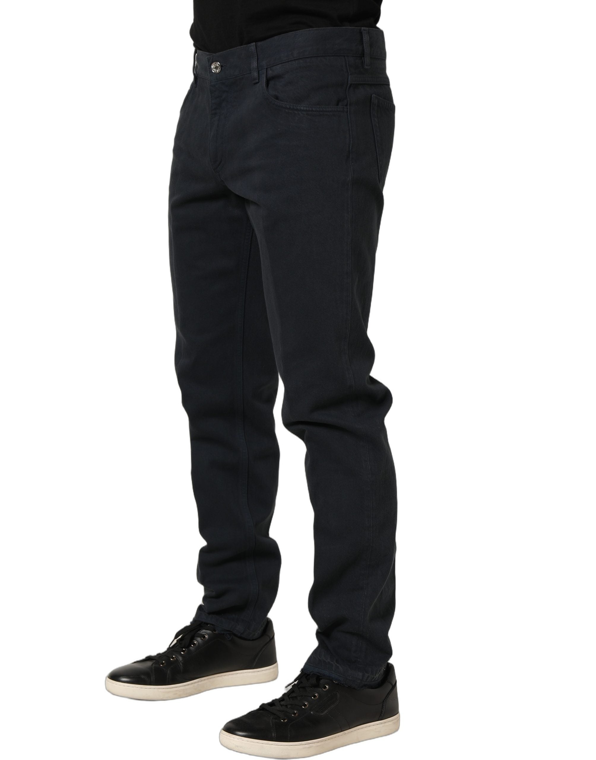 Jean en denim skinny taille mi-haute en coton noir Dolce & Gabbana pour homme