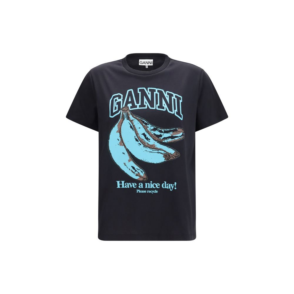 T-shirt noir en coton Ganni