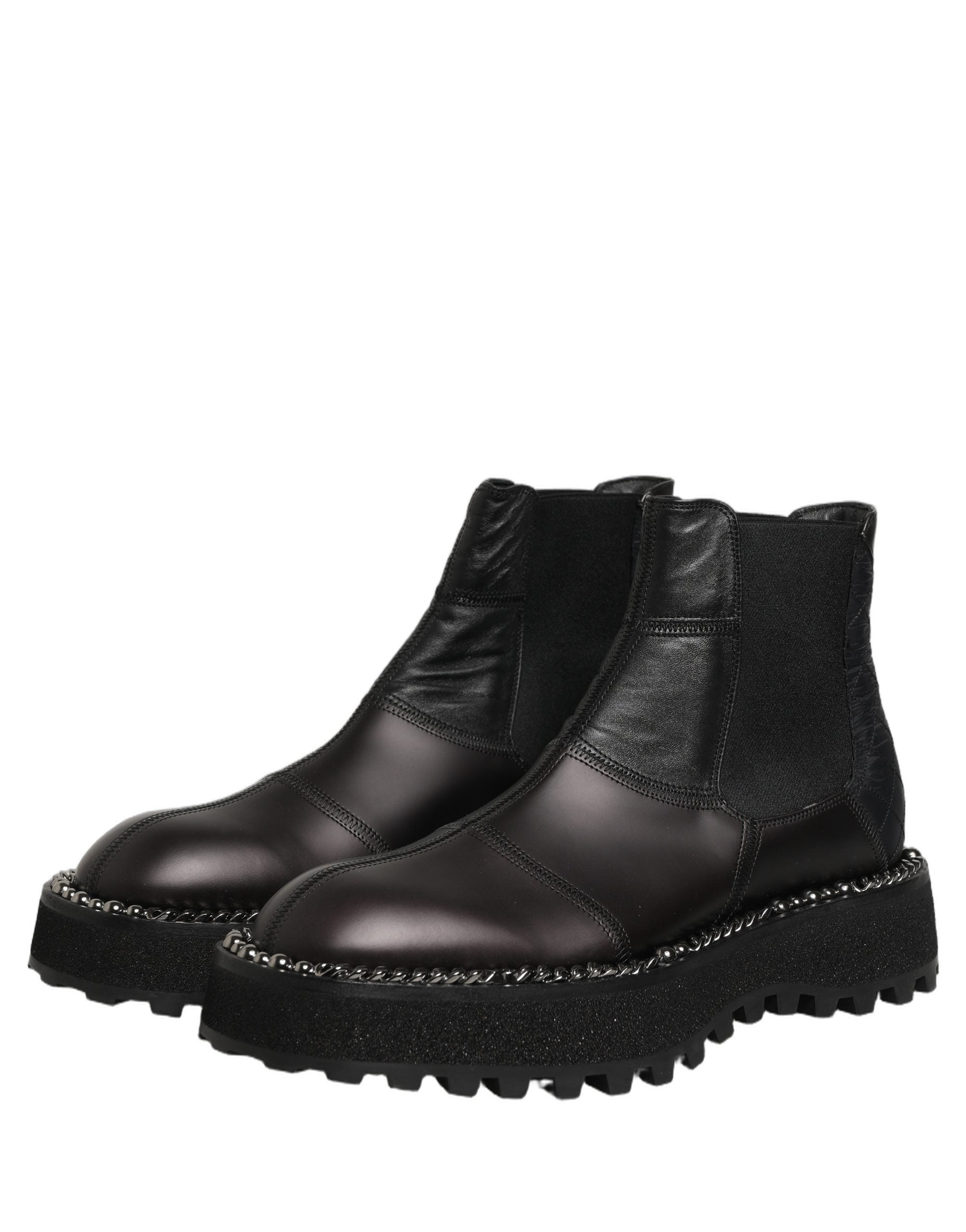 Bottes Chelsea noires en cuir à enfiler pour homme Dolce & Gabbana