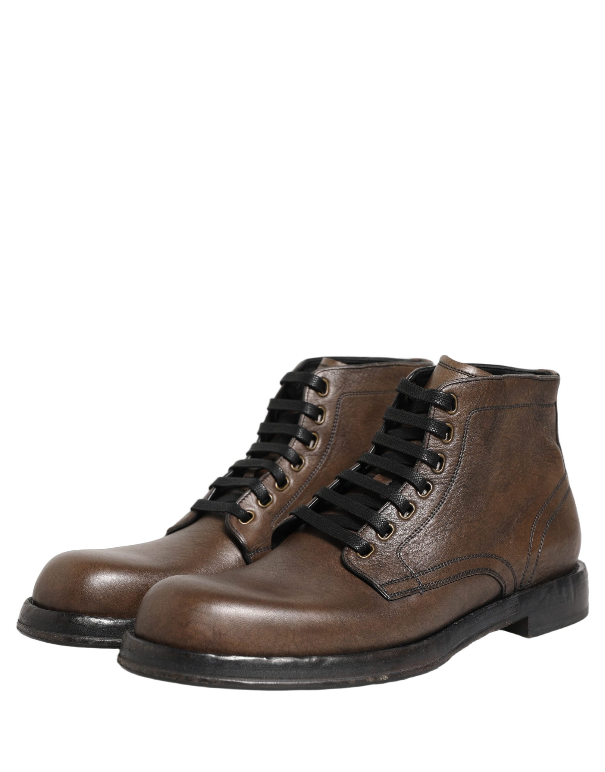 Dolce & Gabbana Braune Perugino Leder Herren Stiefeletten Schuhe