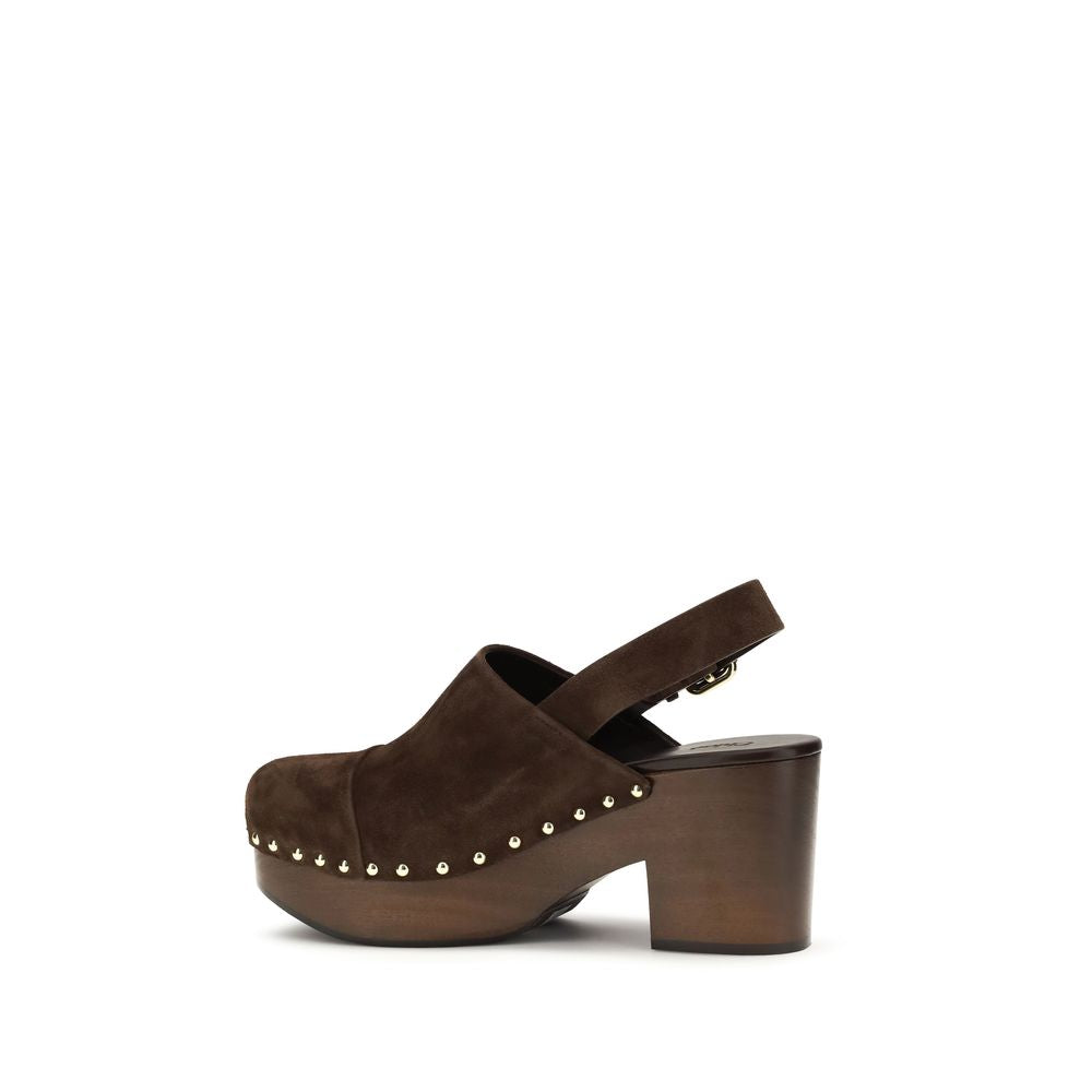 Chloé Bos Taurus Clogs aus braunem Kalbsleder
