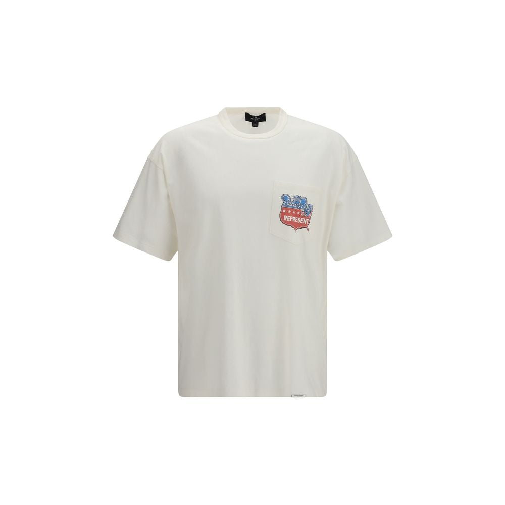 Repräsentiere weißes Baumwoll-T-Shirt
