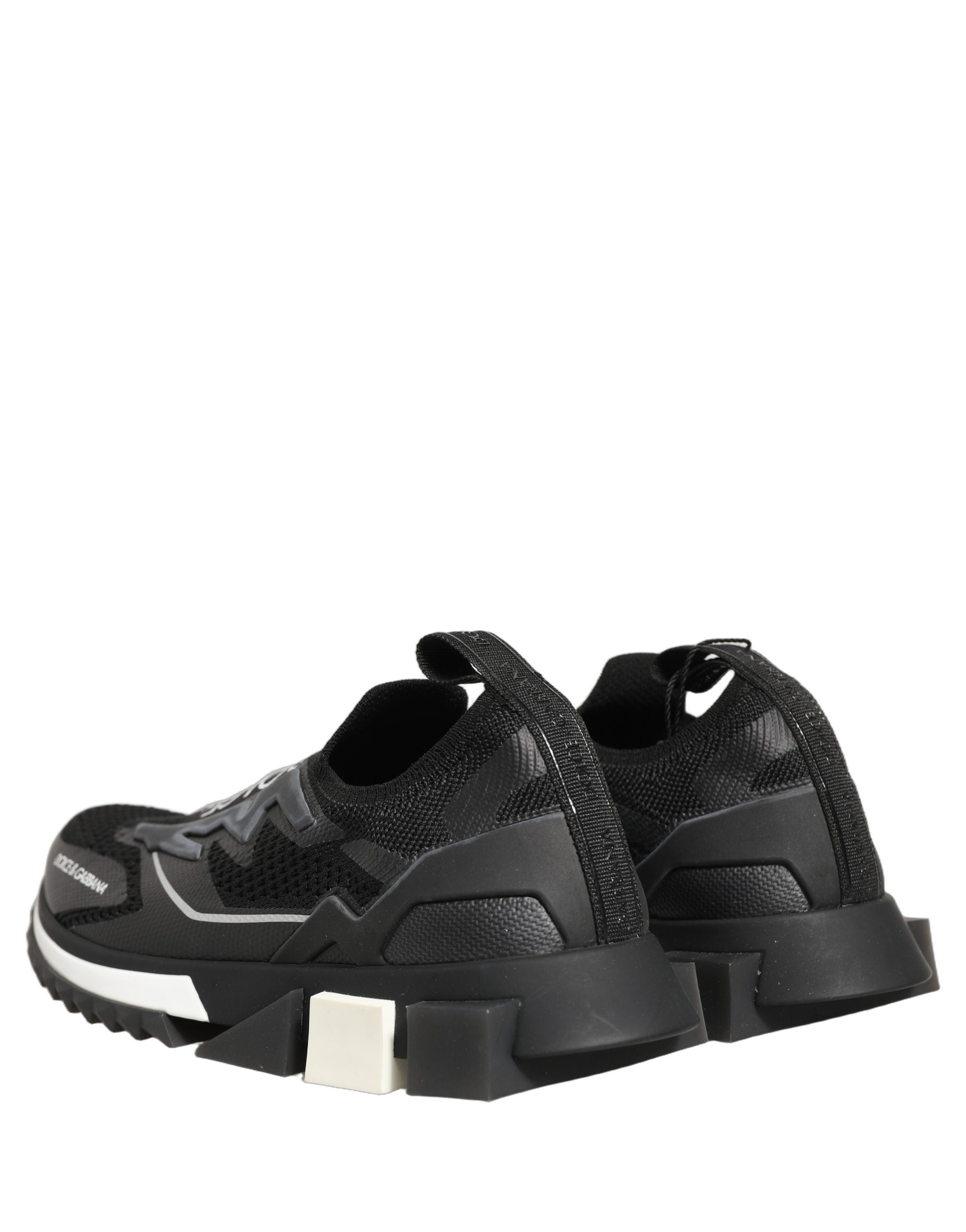 Dolce & Gabbana Schwarz-Weiße Sorrento Slip-On Logo Sneaker Schuhe
