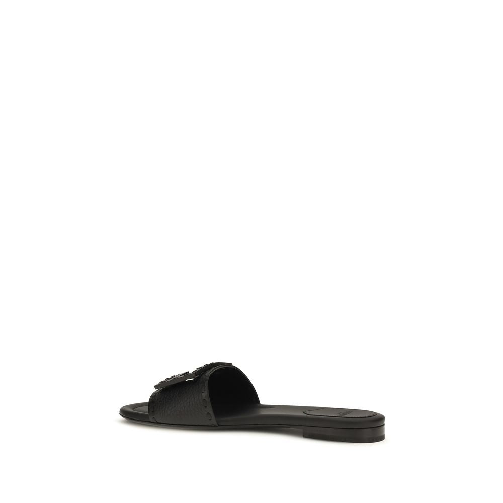 Fendi Schwarze Kalbsleder-Sandalen Bos Taurus