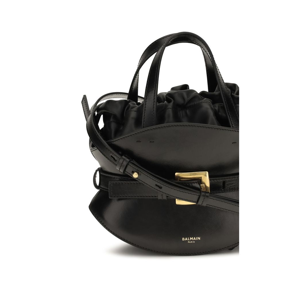 Balmain Schultertasche aus schwarzem Kalbsleder (Bos Taurus)