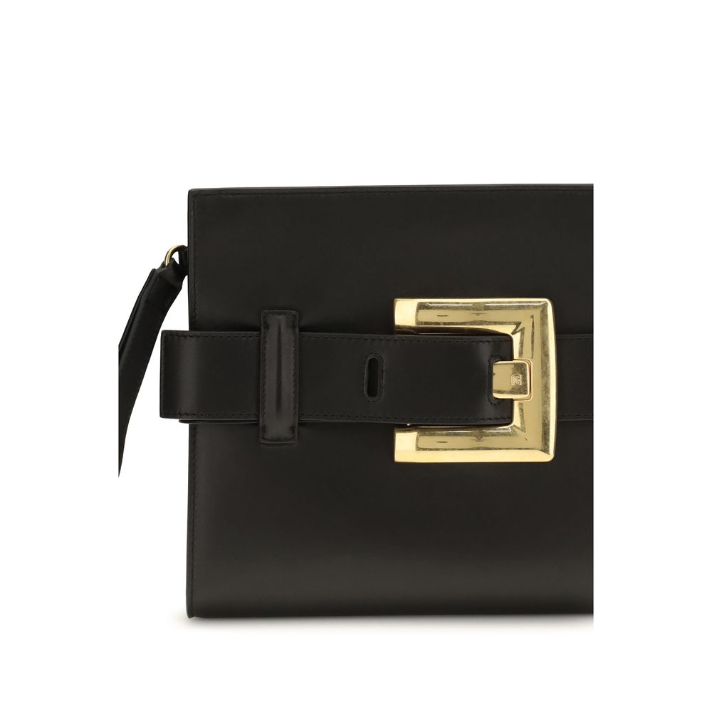 Balmain Clutch aus schwarzem Lammleder Ovis Aries Aries