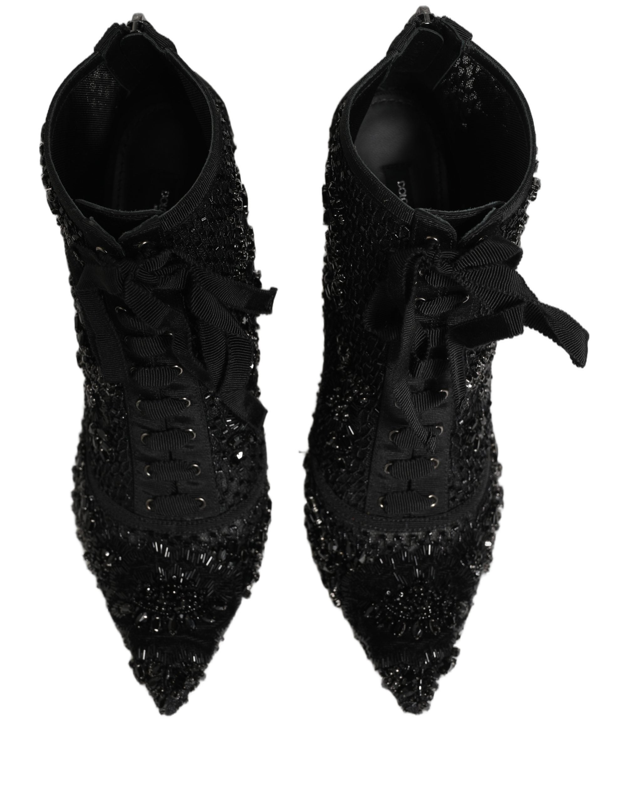 Chaussures Bottines en résille ornée noires Dolce & Gabbana