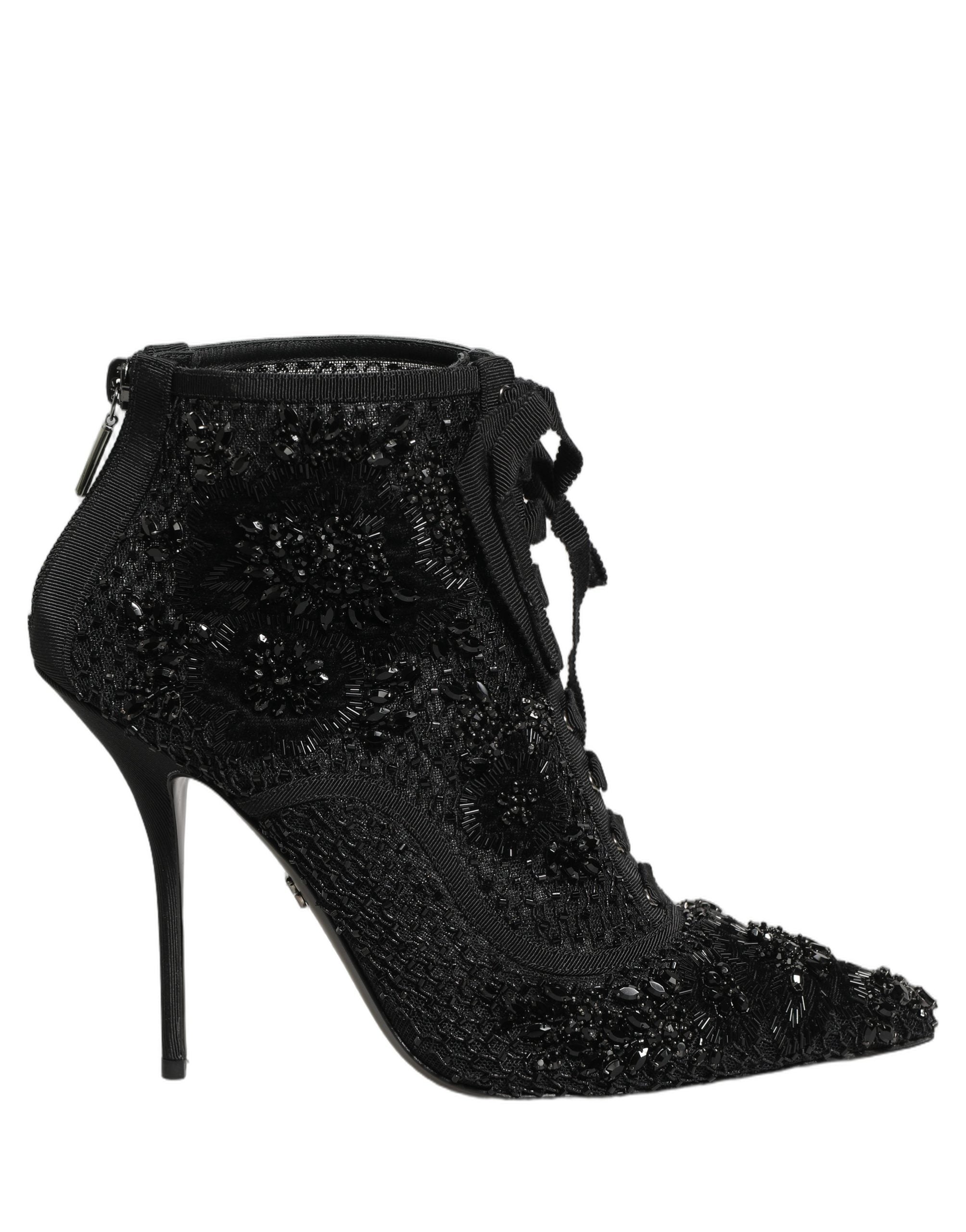 Chaussures Bottines en résille ornée noires Dolce & Gabbana