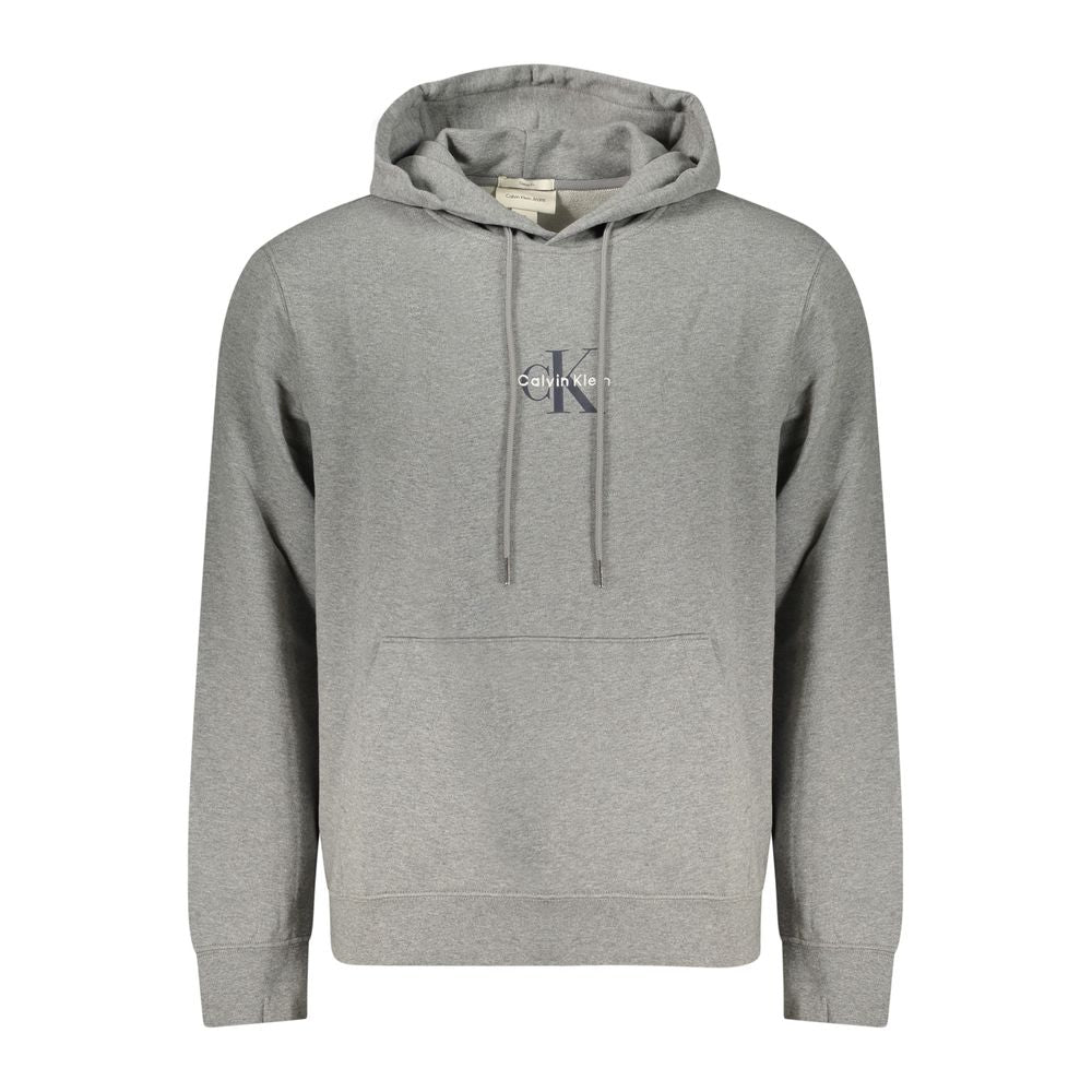 Sweat à capuche gris en coton pour homme Calvin Klein