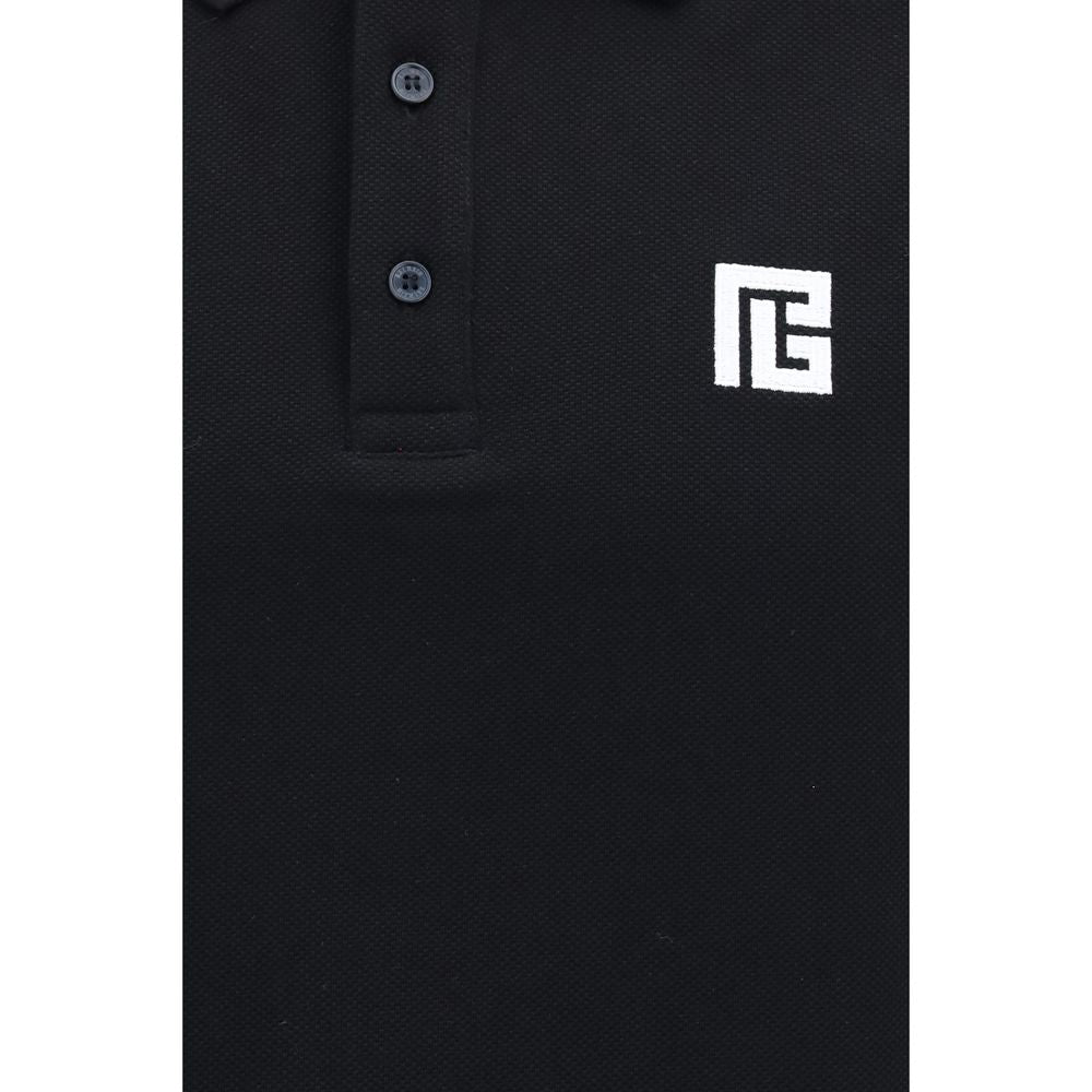 Balmain Poloshirt aus schwarzer Baumwolle