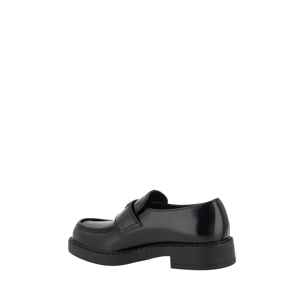 Prada Schwarze Kalbsleder Bos Taurus Plateau-Loafer