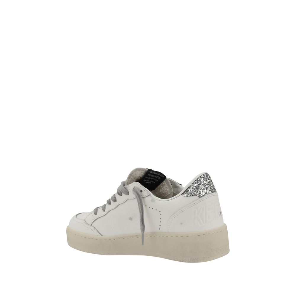 Golden Goose Silberfarbene Kalbsleder-Sneaker mit niedrigem Schaft (Bos Taurus)