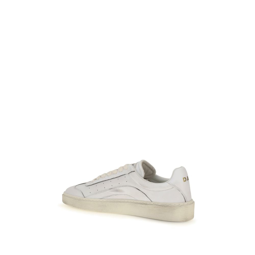 Dsquared² Weiße Low-Top-Sneaker aus Kalbsleder Bos Taurus