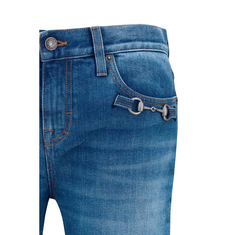 Gucci Blaue Ausgestellte Jeans aus Baumwolle