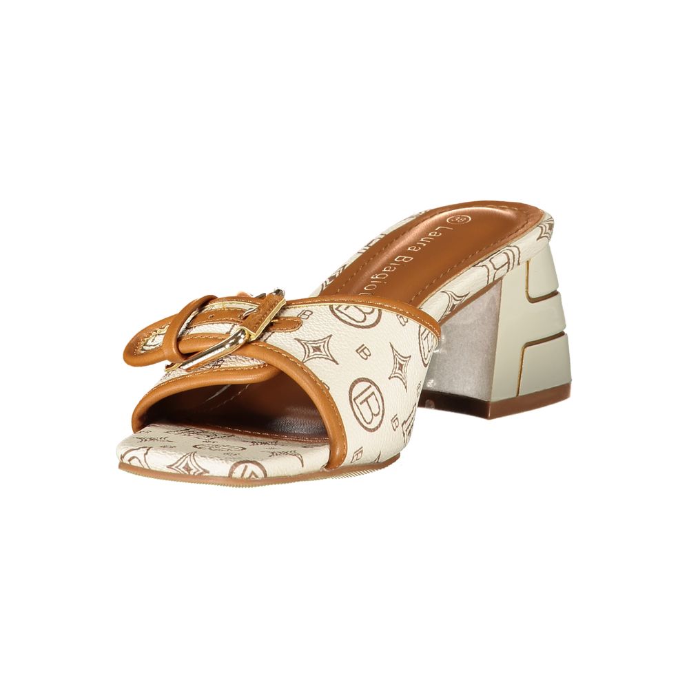 Laura Biagiotti Beige Damen-Sandale aus Polyurethan
