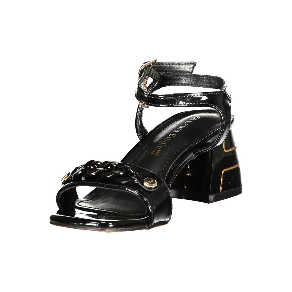 Laura Biagiotti Schwarze Damen-Sandale aus Polyurethan