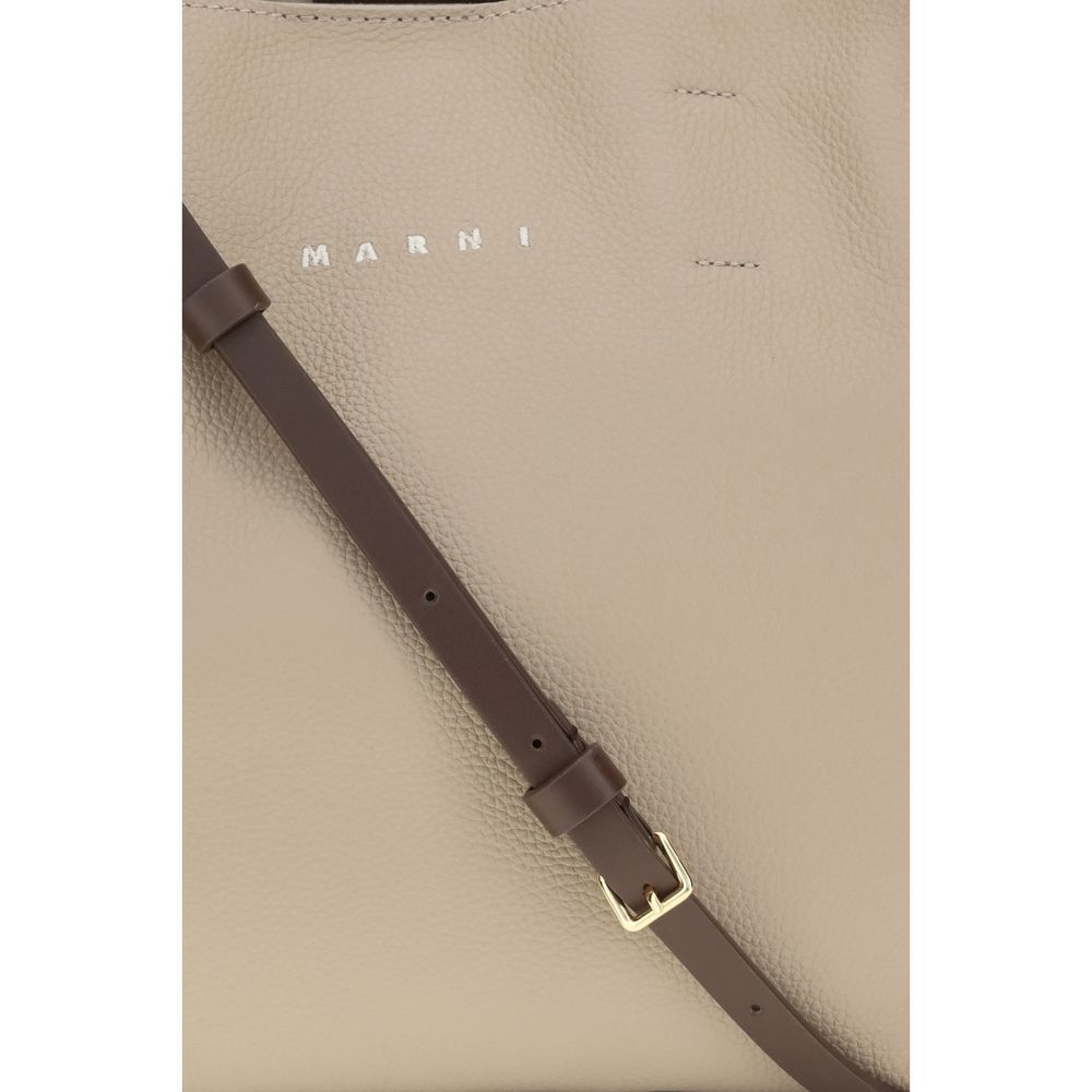Marni Schultertasche aus beigem Kalbsleder vom Hausrind