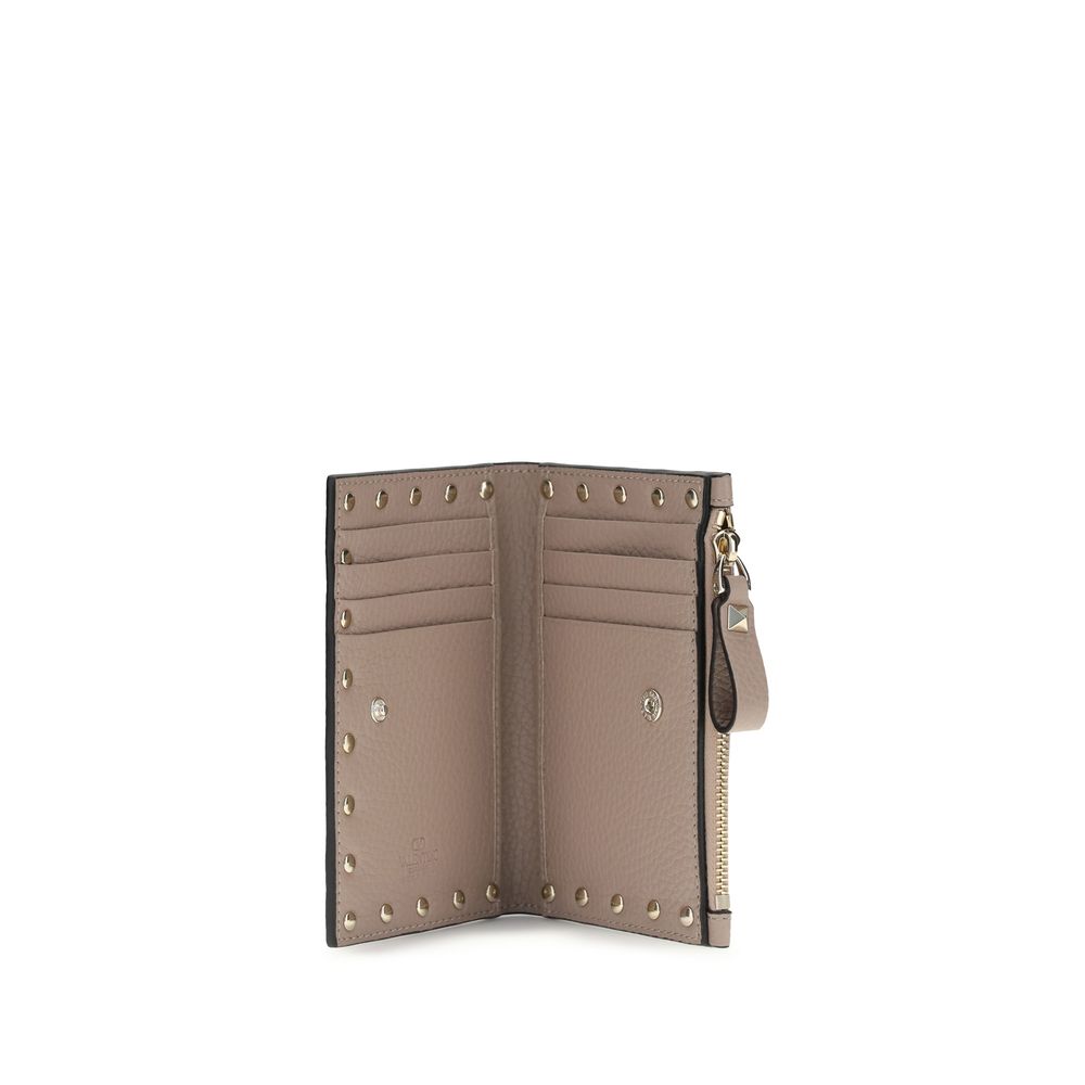 Valentino Garavani Beigefarbene Brieftasche aus Kalbsleder (Bos Taurus)