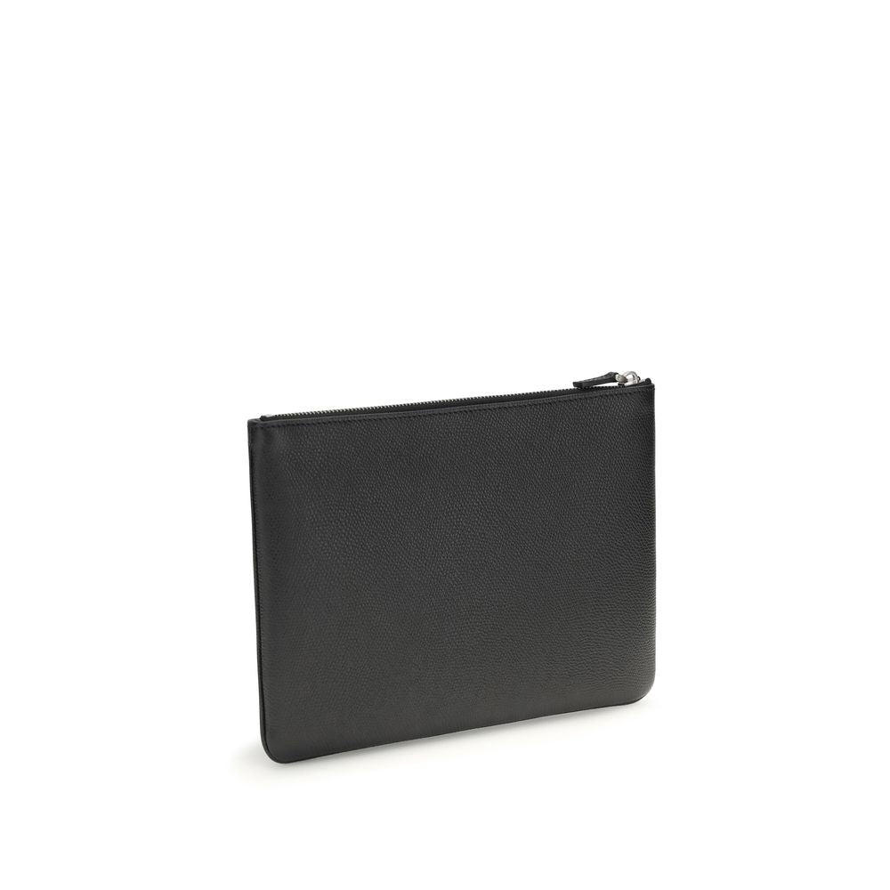 Valentino Garavani Schwarze Clutch-Tasche aus Kalbsleder Bos Taurus