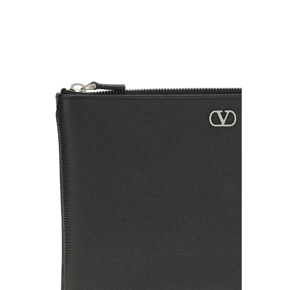Valentino Garavani Schwarze Clutch-Tasche aus Kalbsleder Bos Taurus