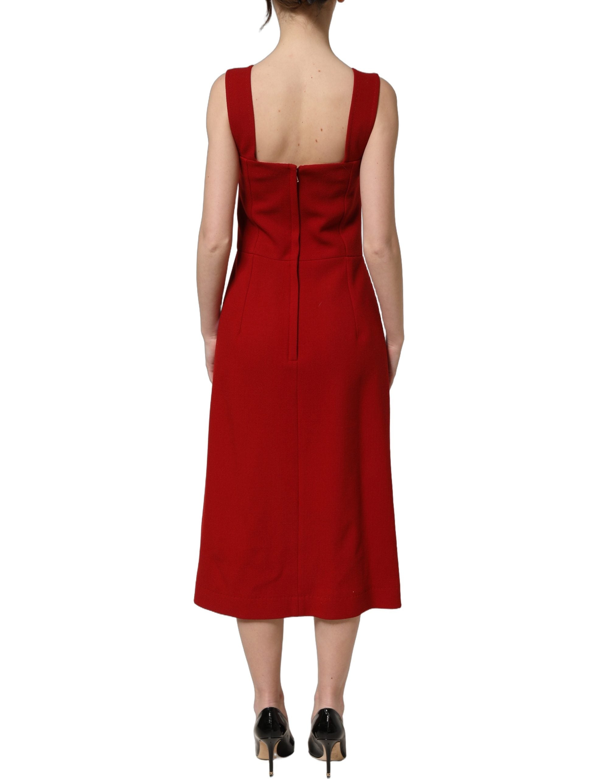 Dolce & Gabbana Zweifarbiges ärmelloses Midikleid aus rosa Wolle
