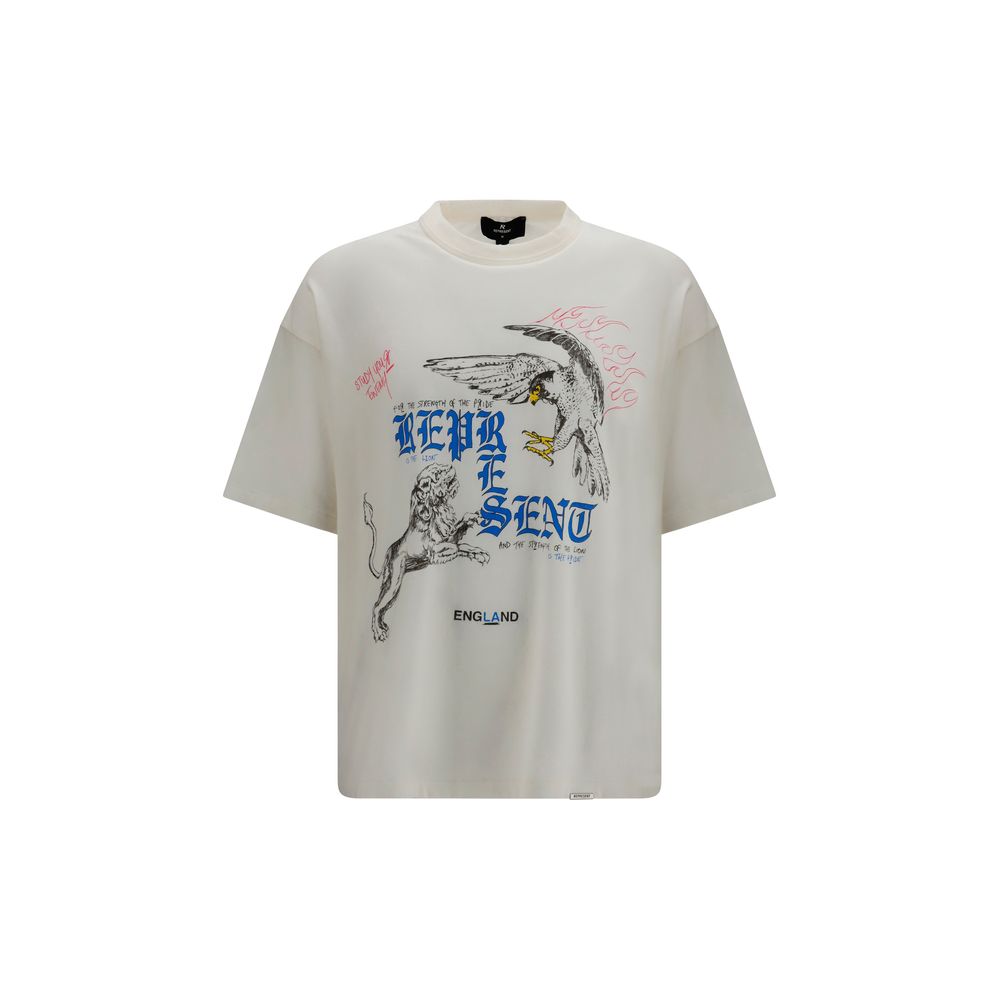 Beiges Baumwoll-T-Shirt mit Logo