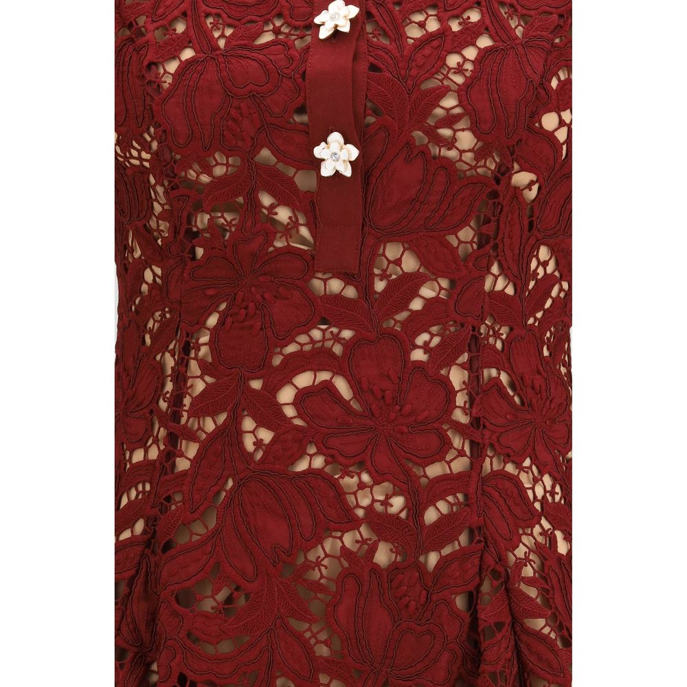 Self-Portrait Bordeaux Cocktail Dress
