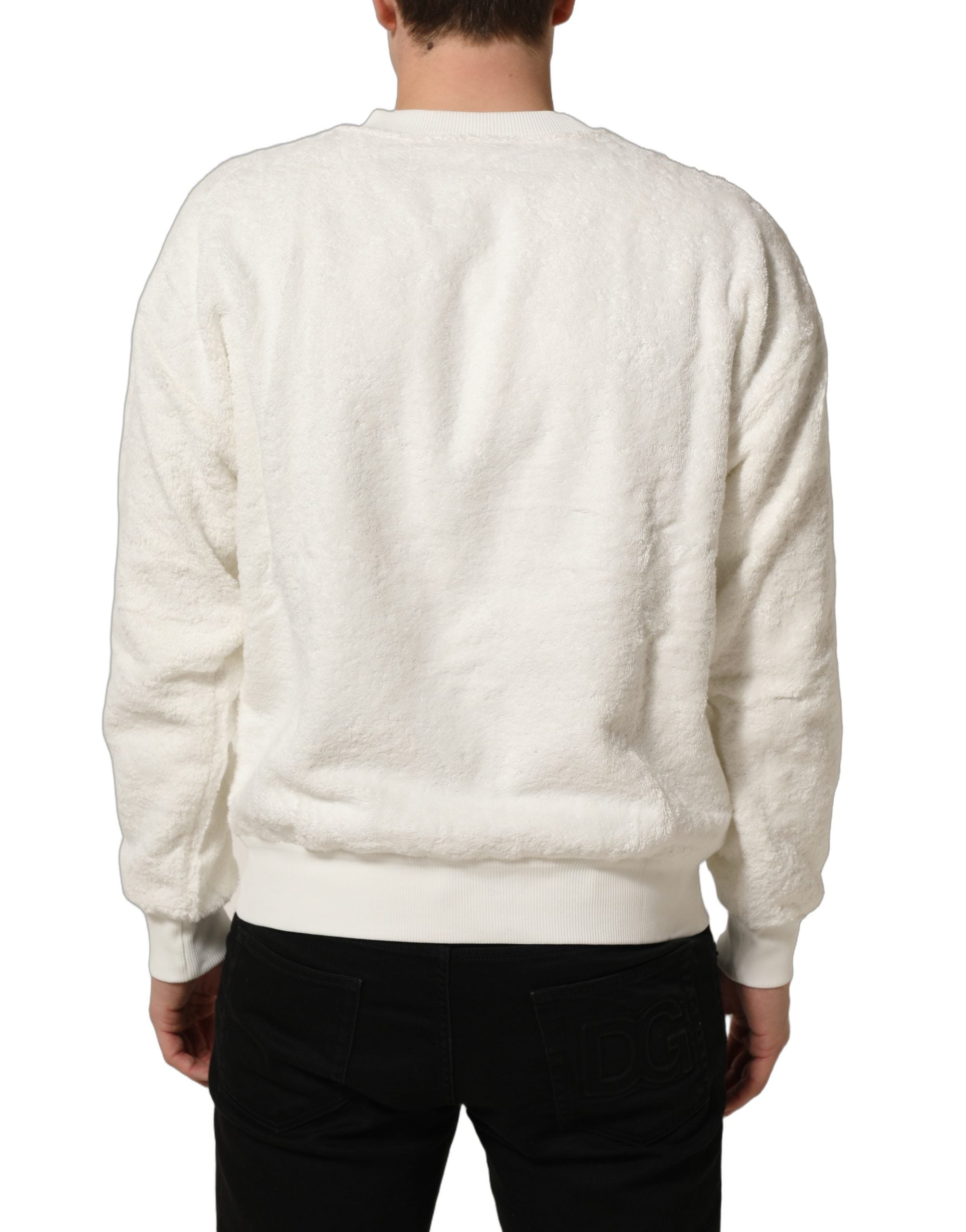 Dolce & Gabbana White LogoPlaque CrewNeck Sweatshirt Sweater