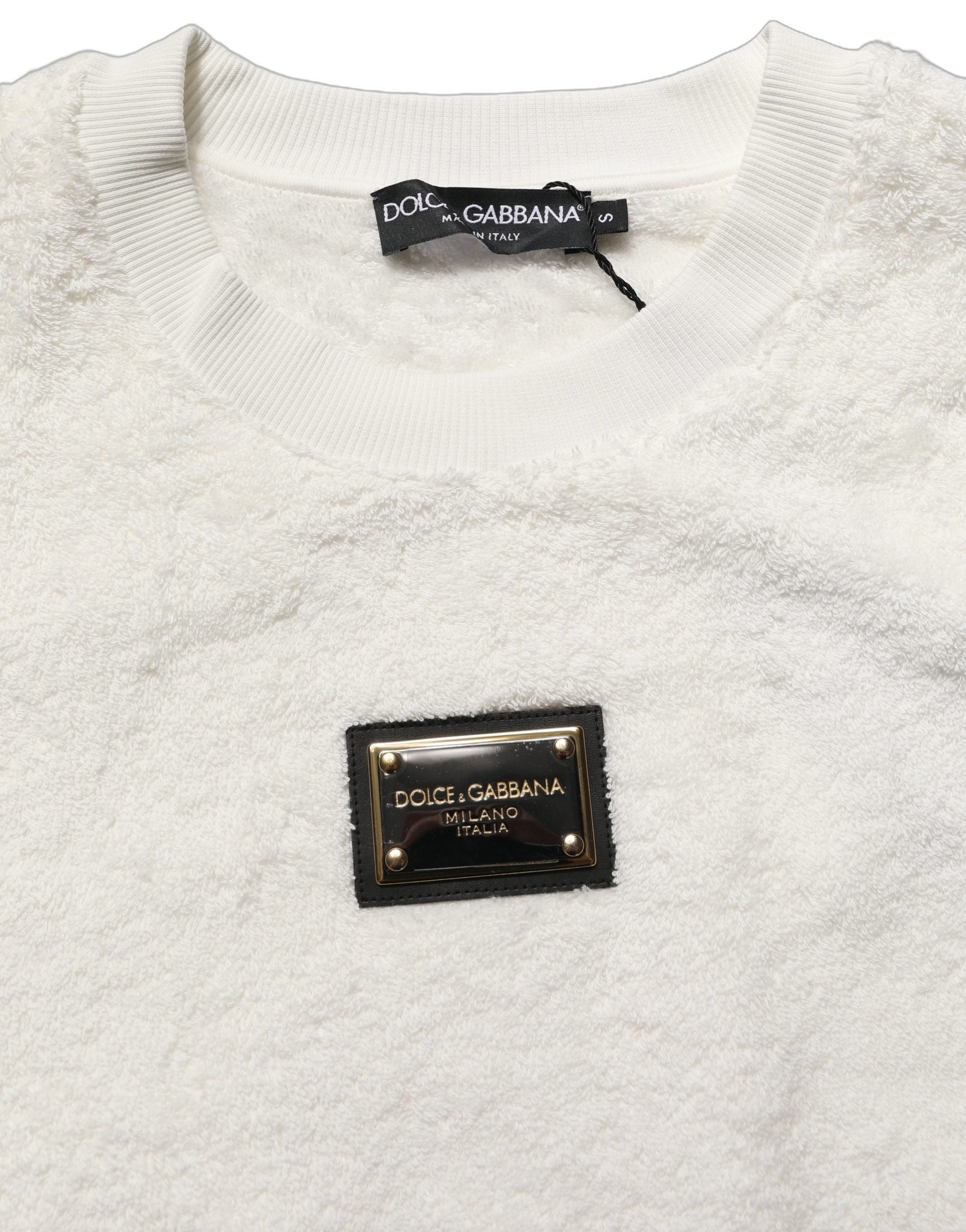 Dolce & Gabbana White LogoPlaque CrewNeck Sweatshirt Sweater