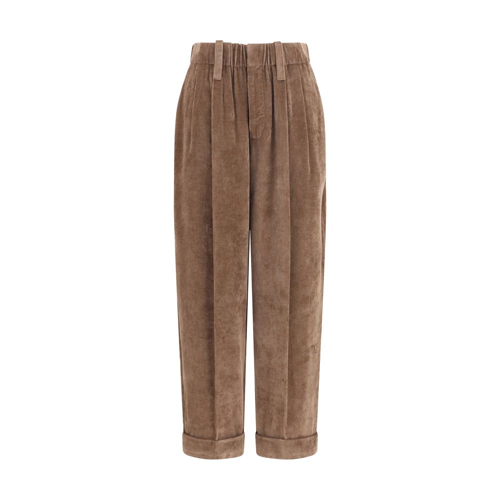 Brunello Cucinelli Brown Viscose Casual Pants