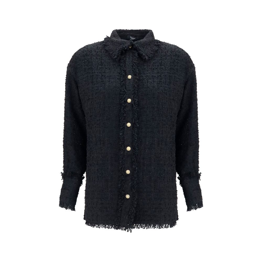 Balmain Black Pattern Shirt