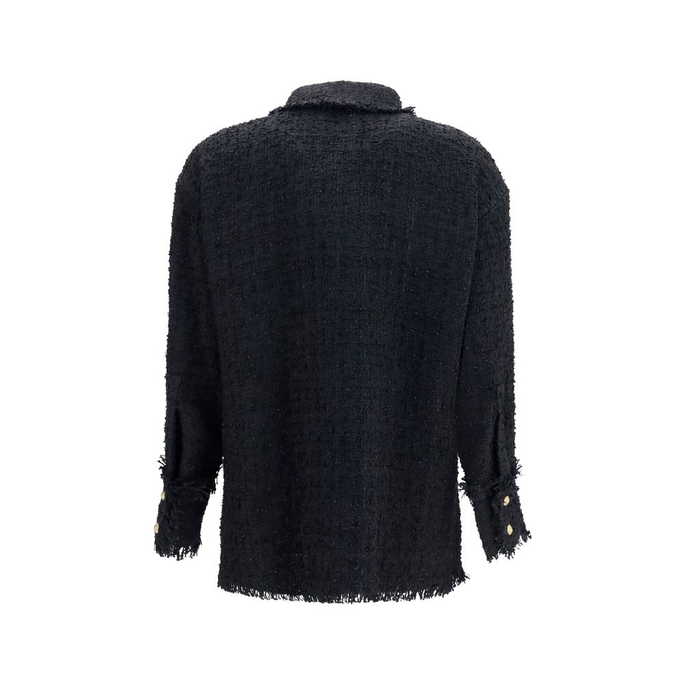 Balmain Black Pattern Shirt