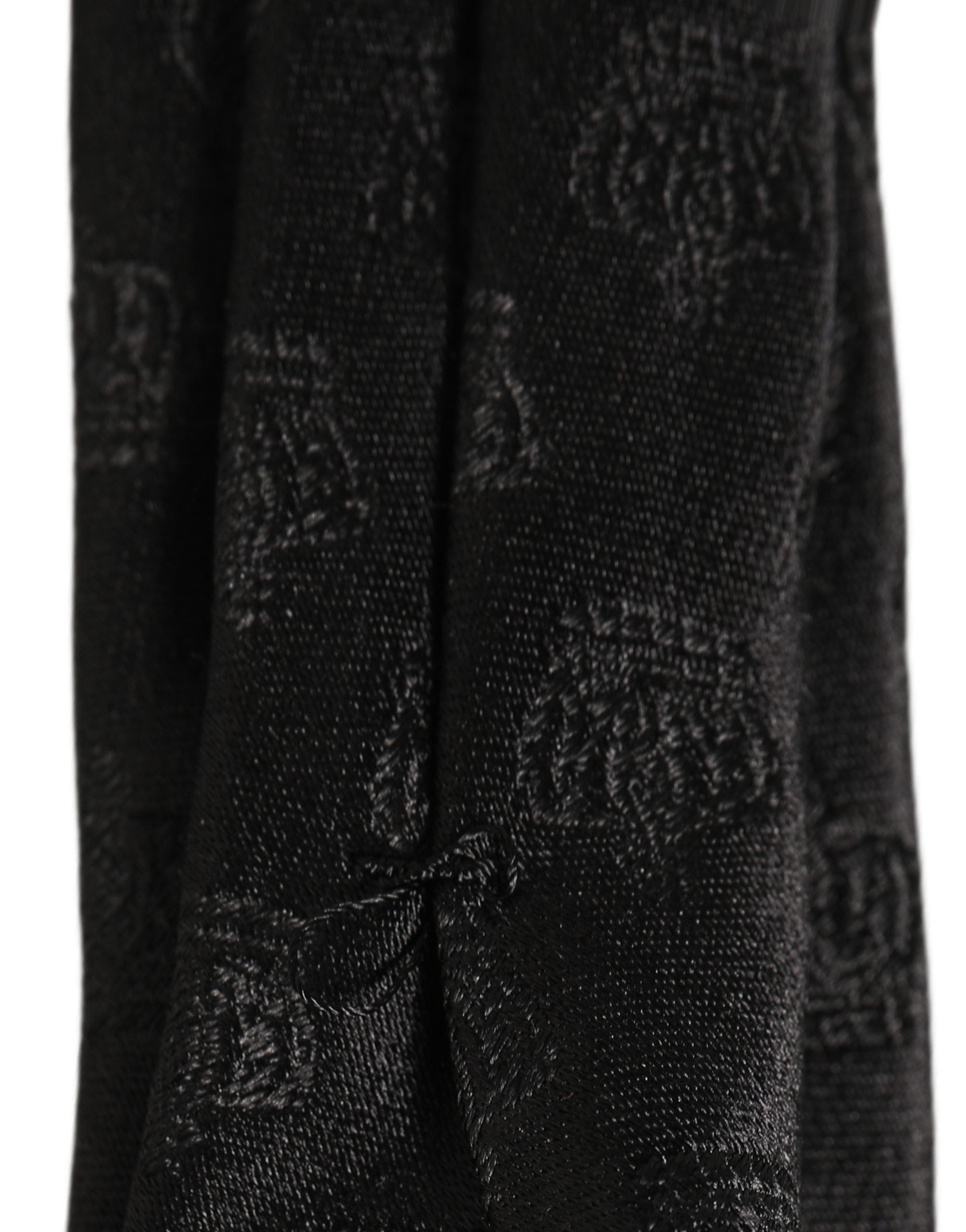 Dolce & Gabbana Men Black Crown Print Silk Adjustable Tied Necktie Tie
