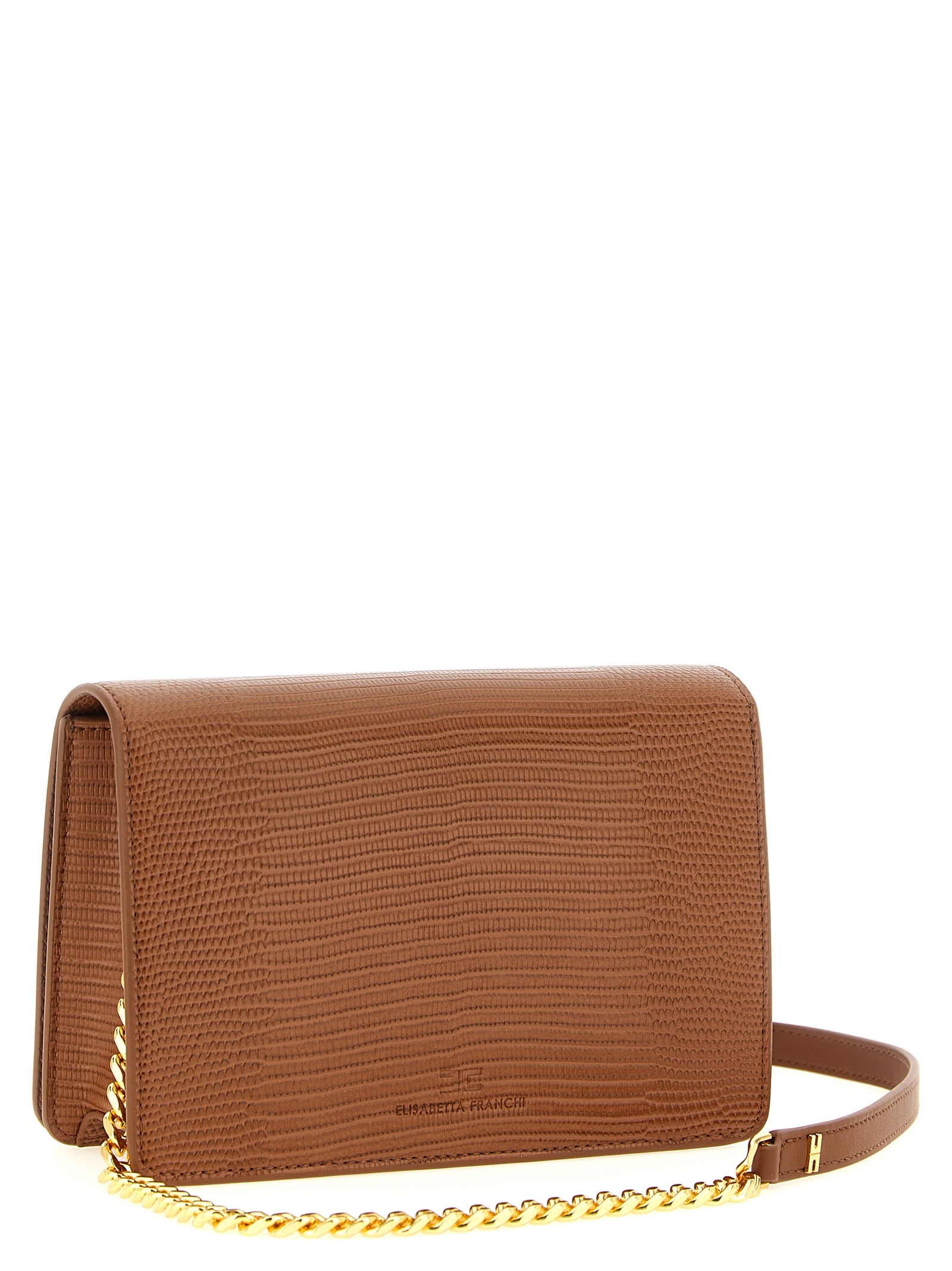 Elisabetta Franchi Brown Clutch Bag