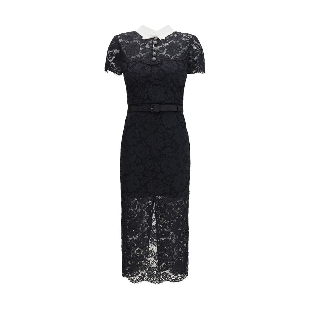 Self-Portrait Black Polyester Casual Dress