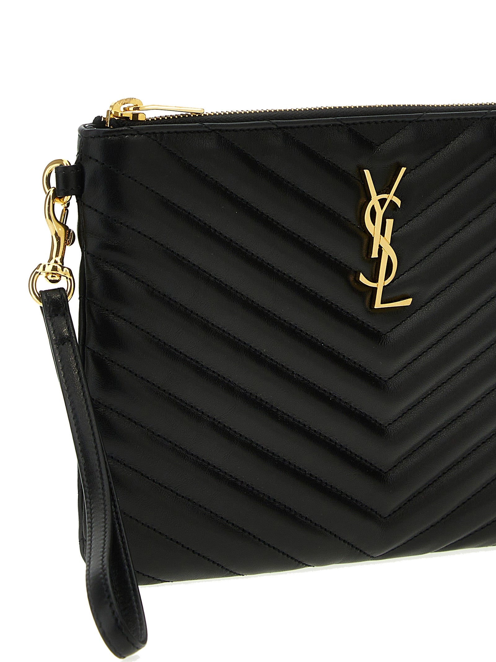 Saint Laurent Black Calfskin Clutch Bag