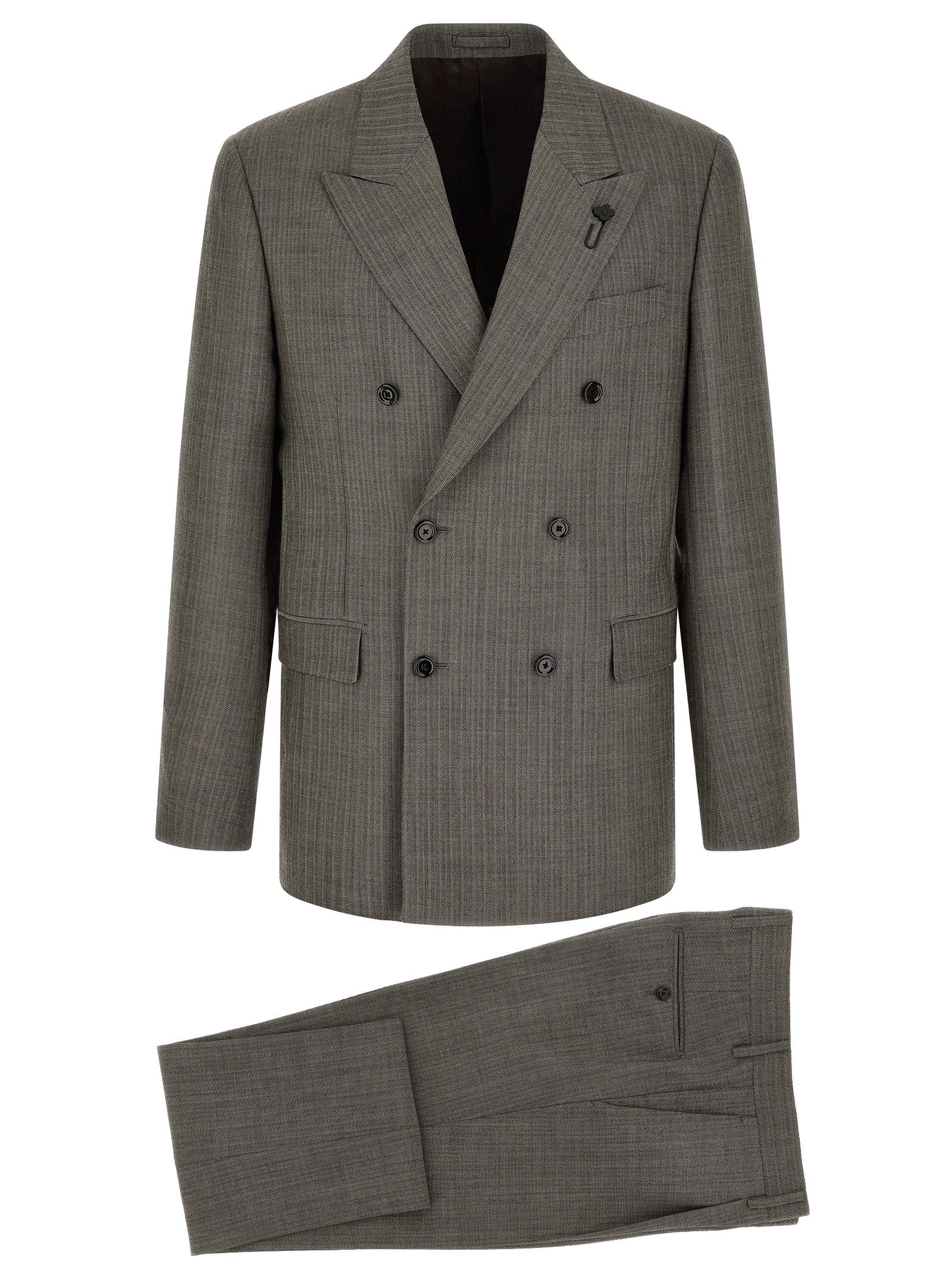 Lardini Gray Virgin Wool Two-Piece Suit