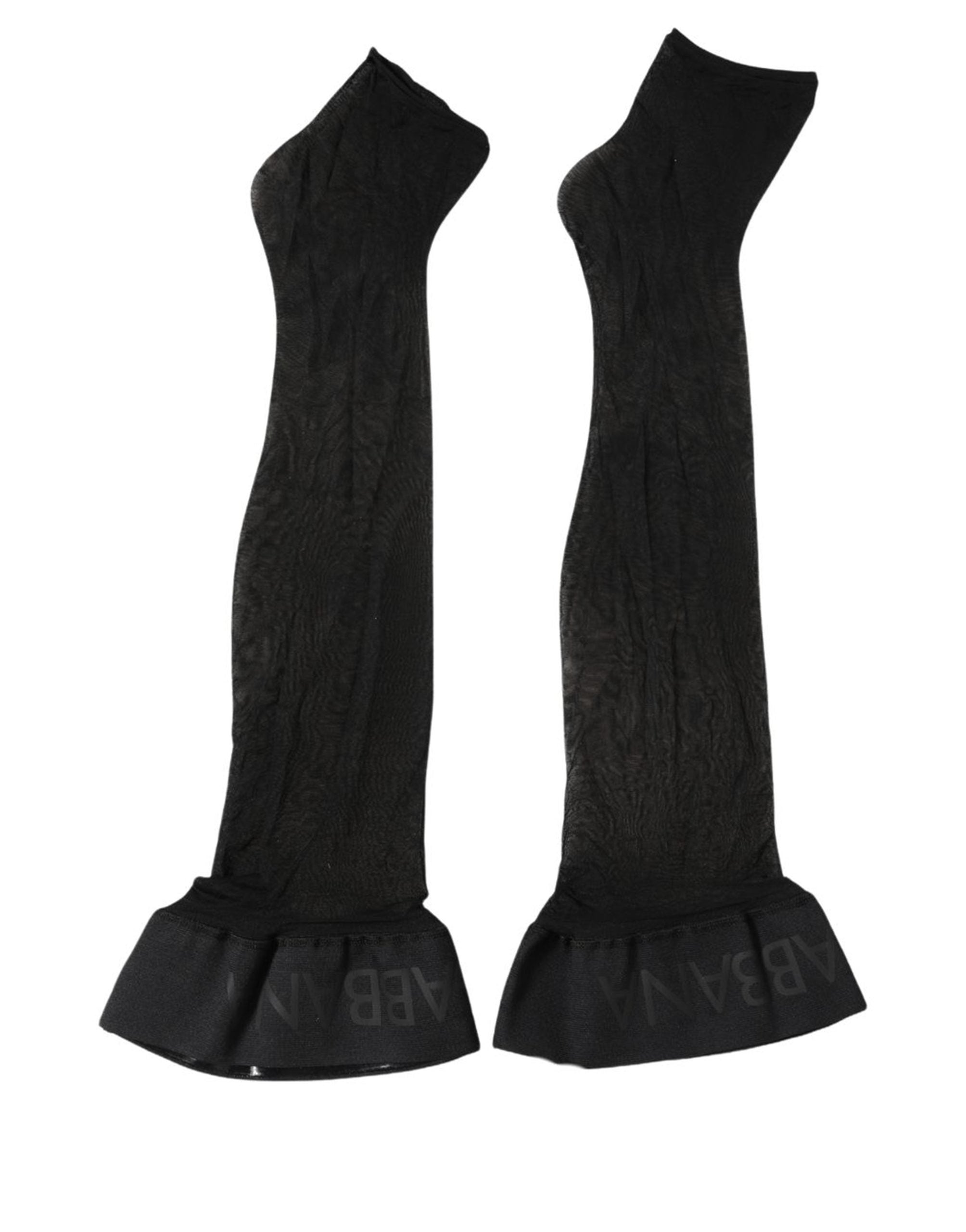 Dolce & Gabbana Black Nylon Logo Calf Long Women Accessory Socks