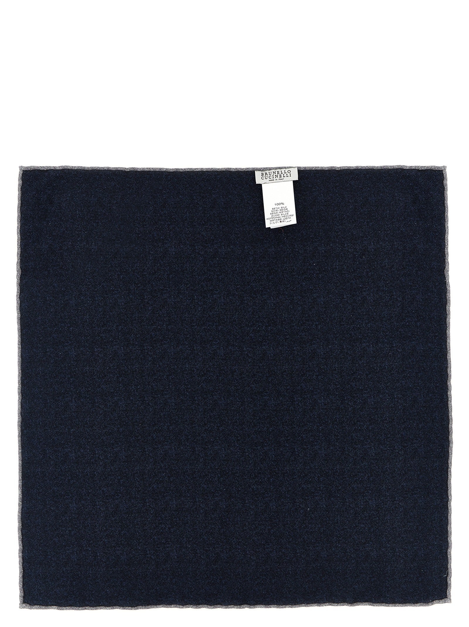 Brunello Cucinelli Blue Silk Pocket Square