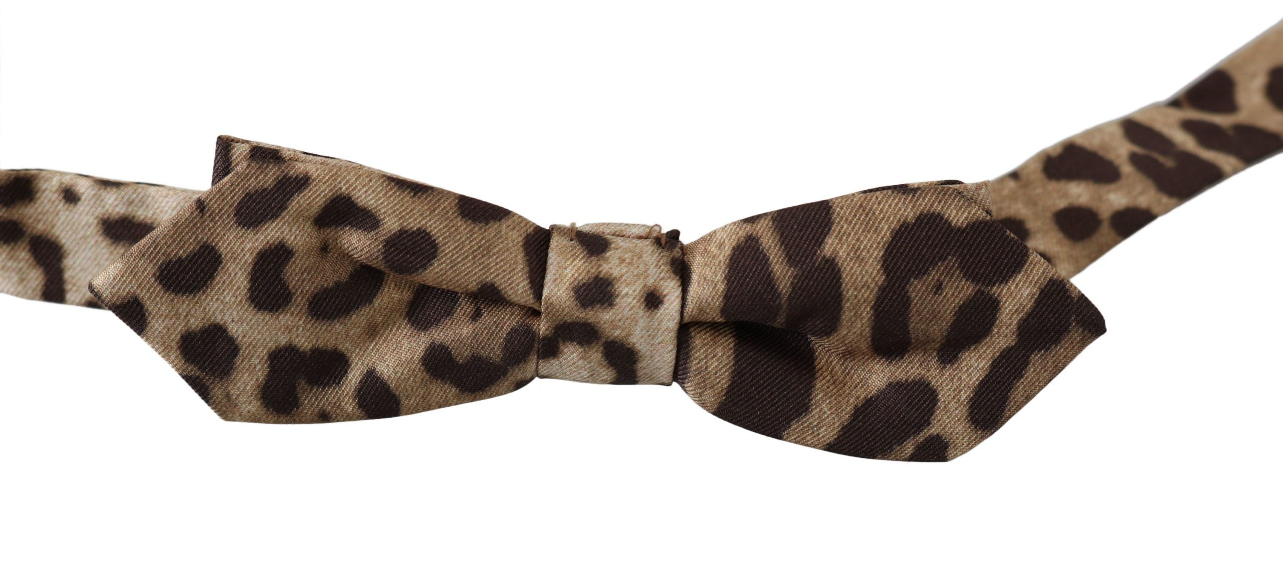 Dolce & Gabbana Braune Leoparden Seide Verstellbare Schleife Herren Fliege