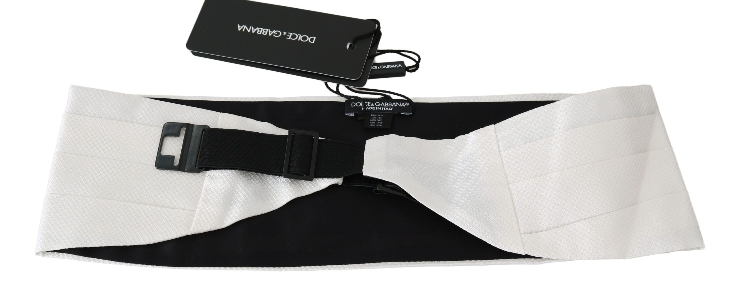 Dolce & Gabbana Weißer Herren-Hüftgürtel 100 % Seide Kummerbund