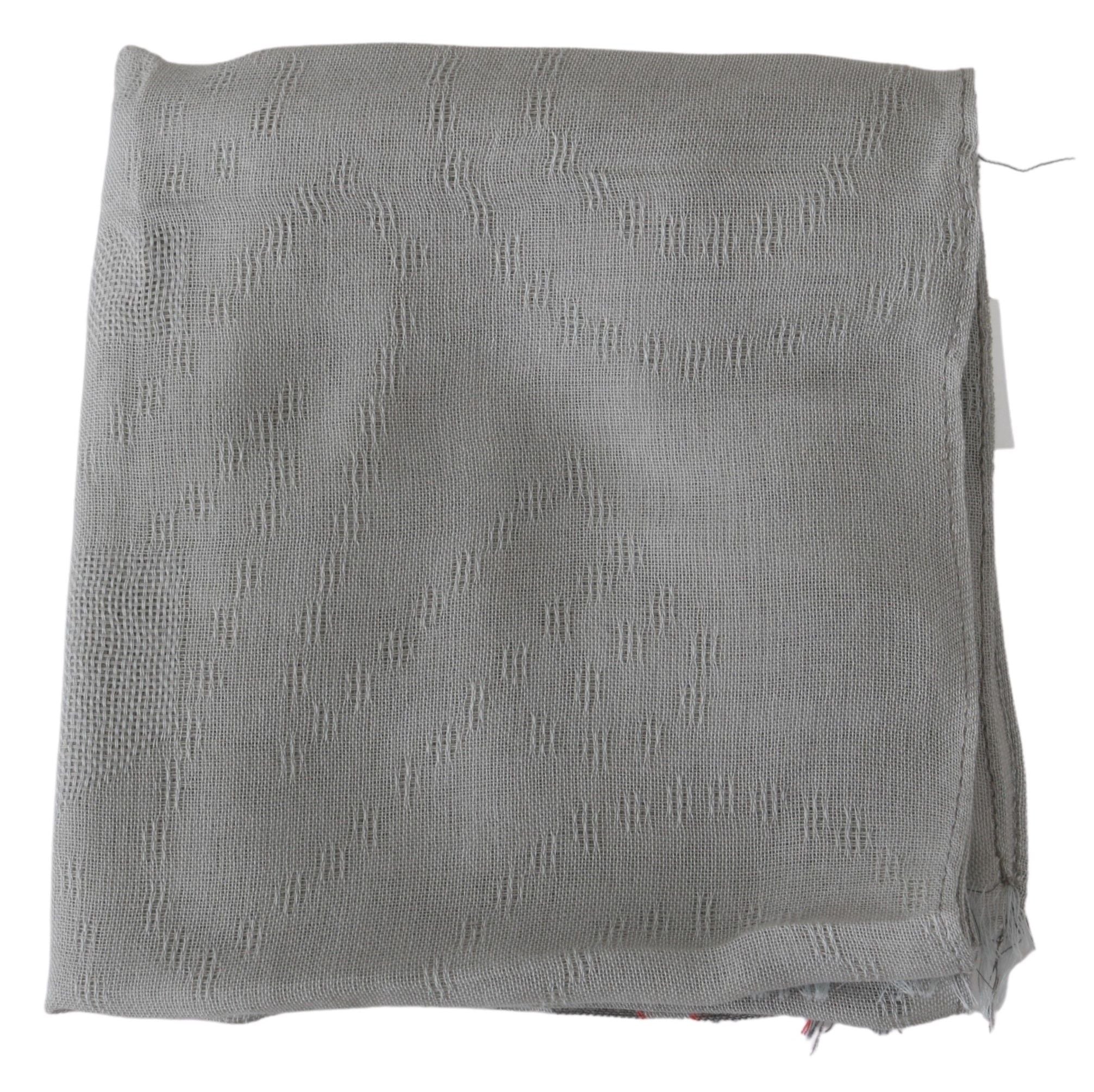 Costume National Gray Fringe Neck Wrap Cotton Scarf