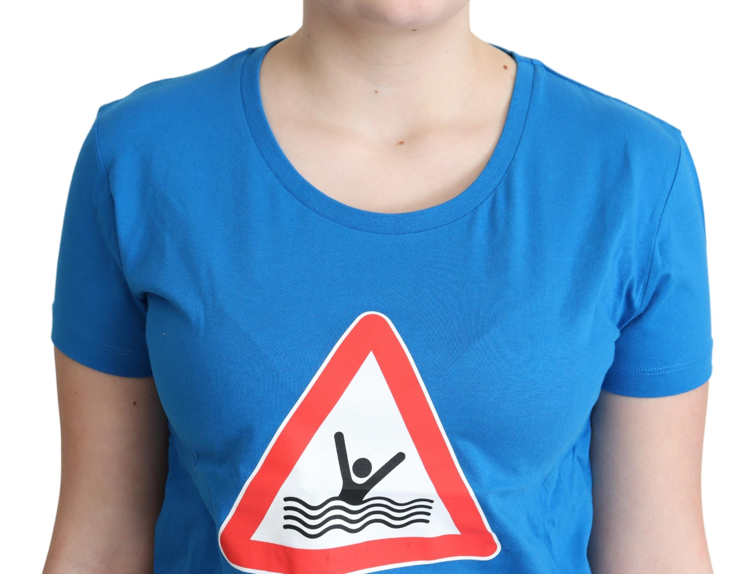 T-shirt Moschino Triangle graphique de bain en coton bleu