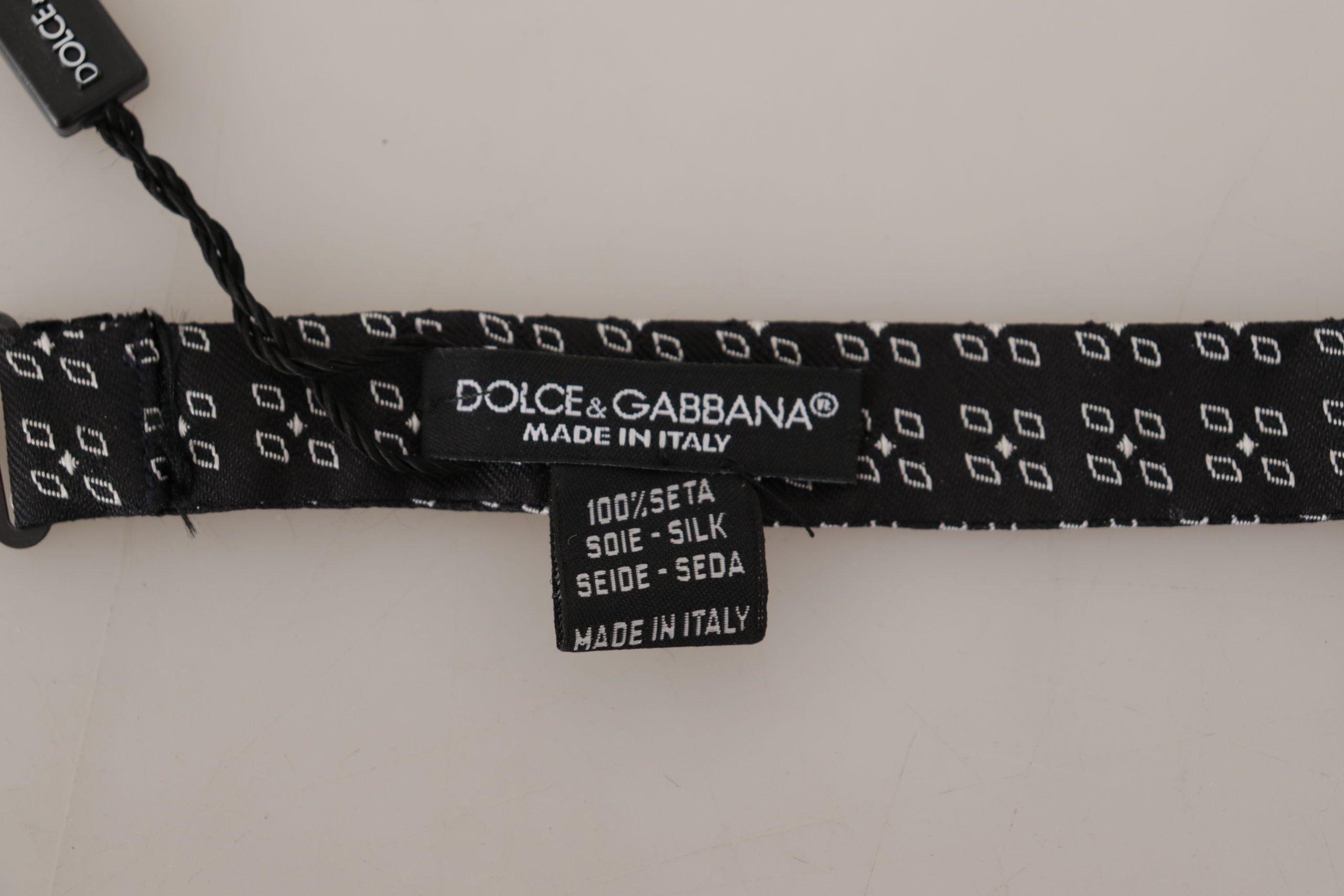 Dolce & Gabbana Schwarz-Weiß gepunktete 100% Seidenfliege