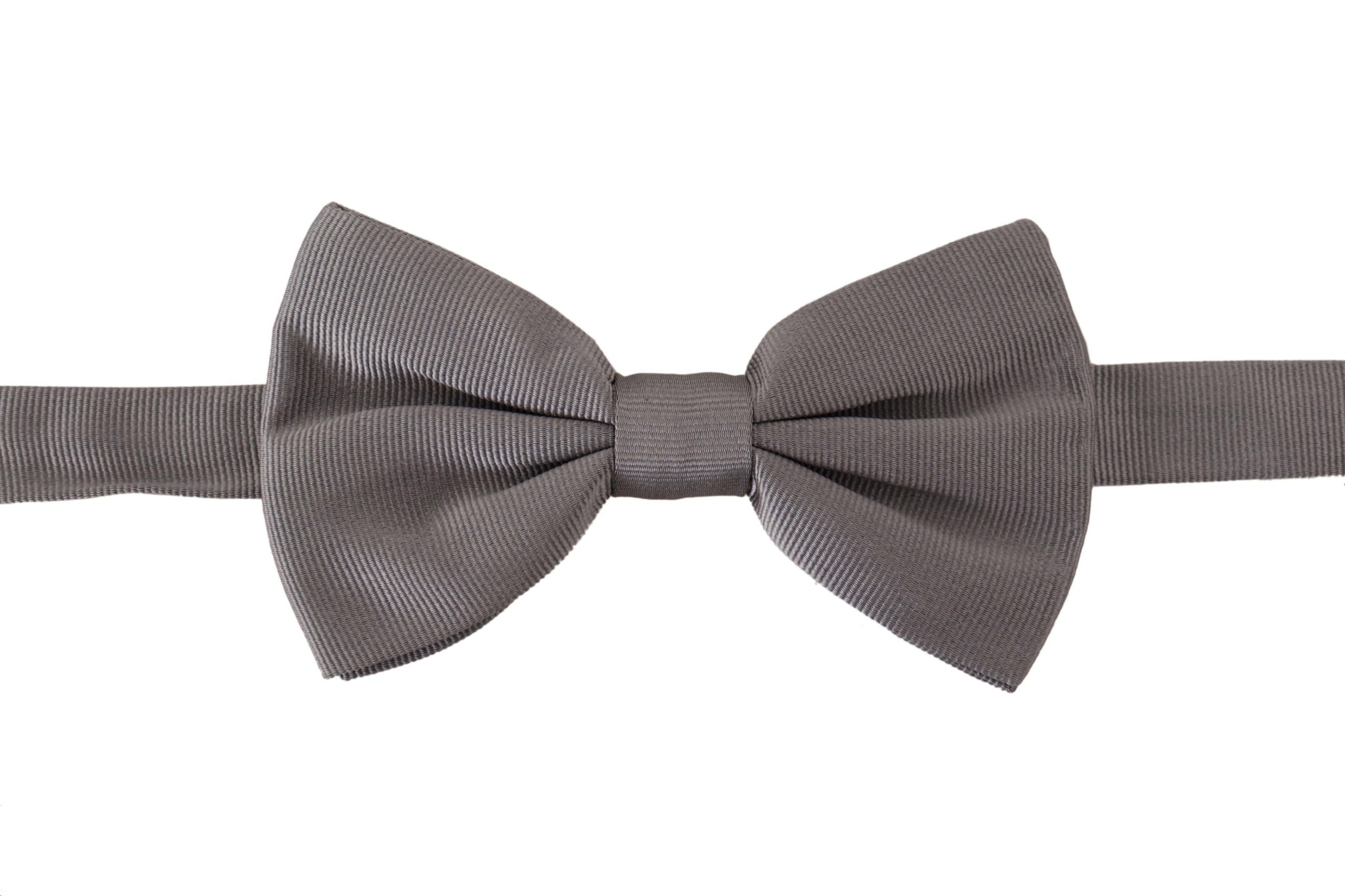 Nœud papillon Dolce & Gabbana gris 100 % soie, tour de cou réglable