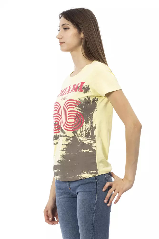 Trussardi Action gelbes Damen-T-Shirt aus Baumwolle