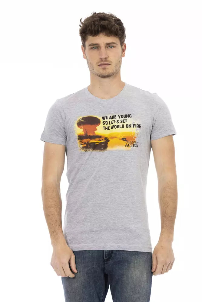 Trussardi Action Herren T-Shirt aus grauer Baumwolle