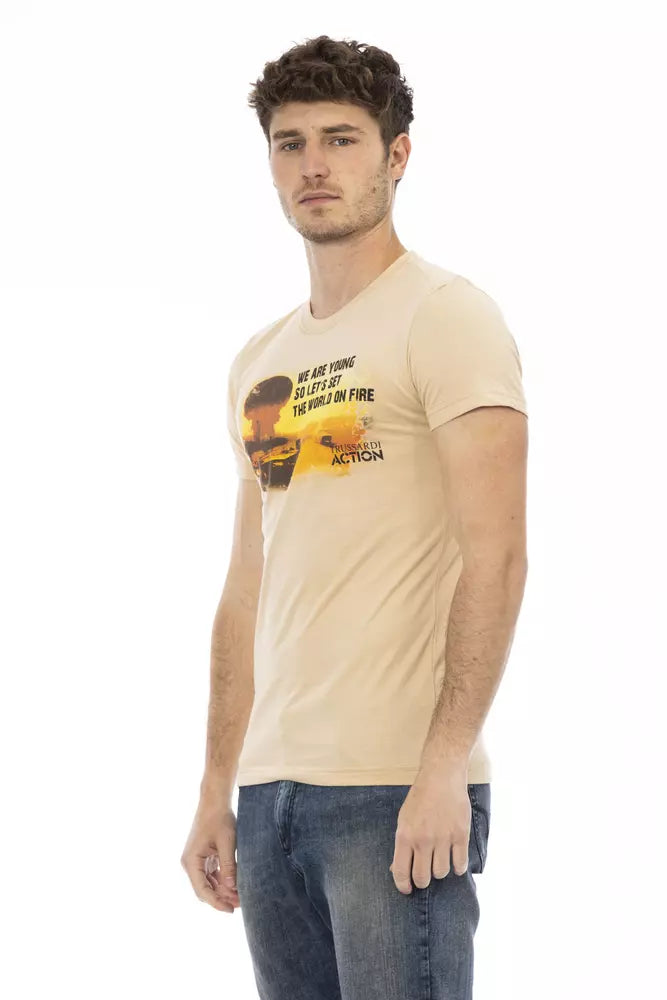 Trussardi Action Herren T-Shirt aus beiger Baumwolle