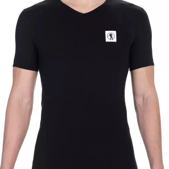 Bikkembergs Black Cotton Men's V-Neck T-Shirt